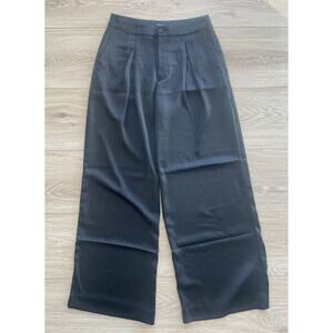 Banana Republic Wide Leg Silky Dress Pants Womens 6 Black High Waist Side Pocket